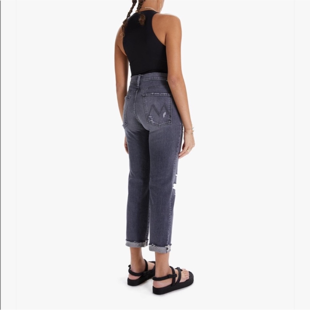 MOTHER The Scrapper Cuff Ankle Fray Jeans Unstitched In The Dark Size 27